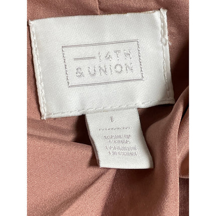 14th & Union Women's Pink Sherpa Fleece Long Sleeve Teddy Over Coat Jacket Sz L