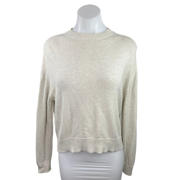 Daily Rituals Women's White Pullover Long Sleeve Crew Neck Knit Sweater Top Sz M