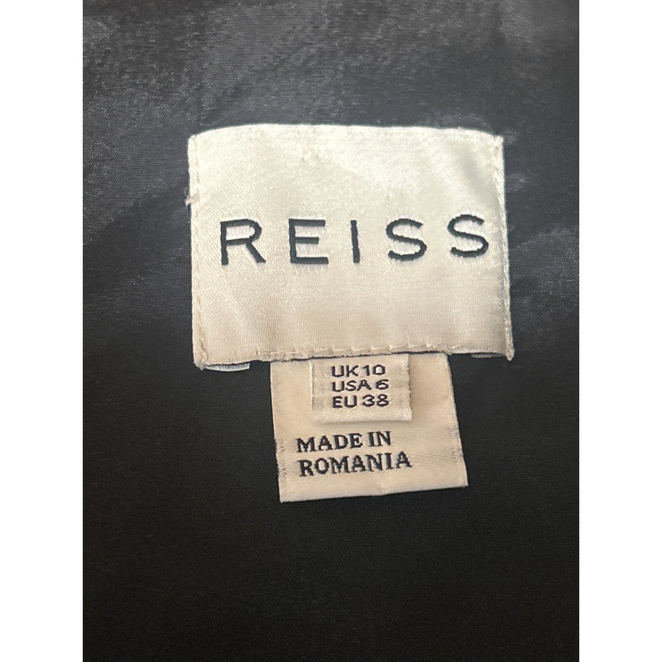 Reiss White Black Sleeveless Faux Wrap V Neck Zip Pocket Romper Shorts Size 10