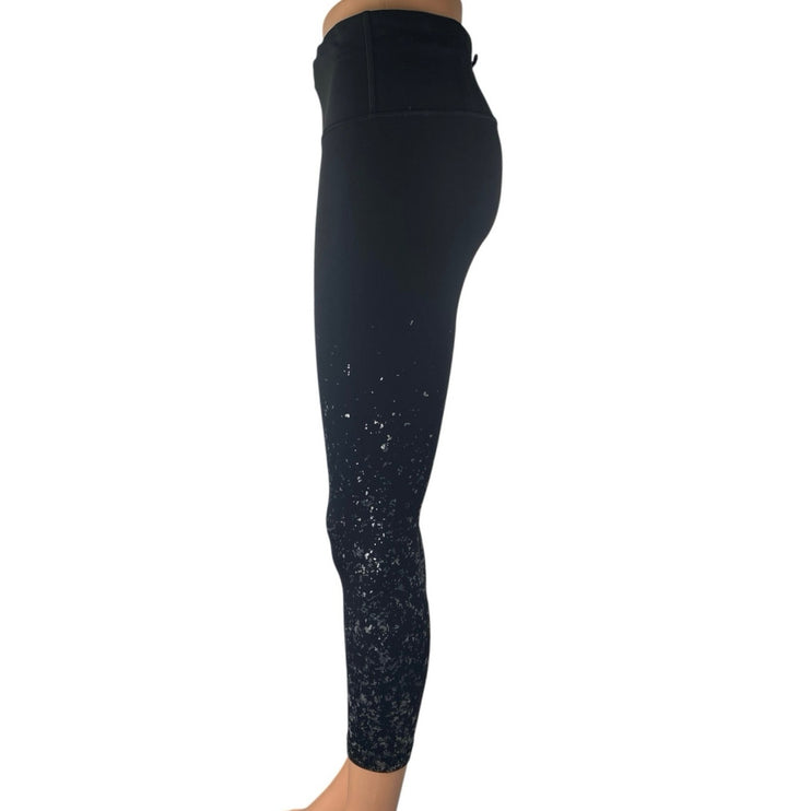 Lululemon Speed Wunder Under Black Speckle Shine Athletic Leggings Pants Size 6