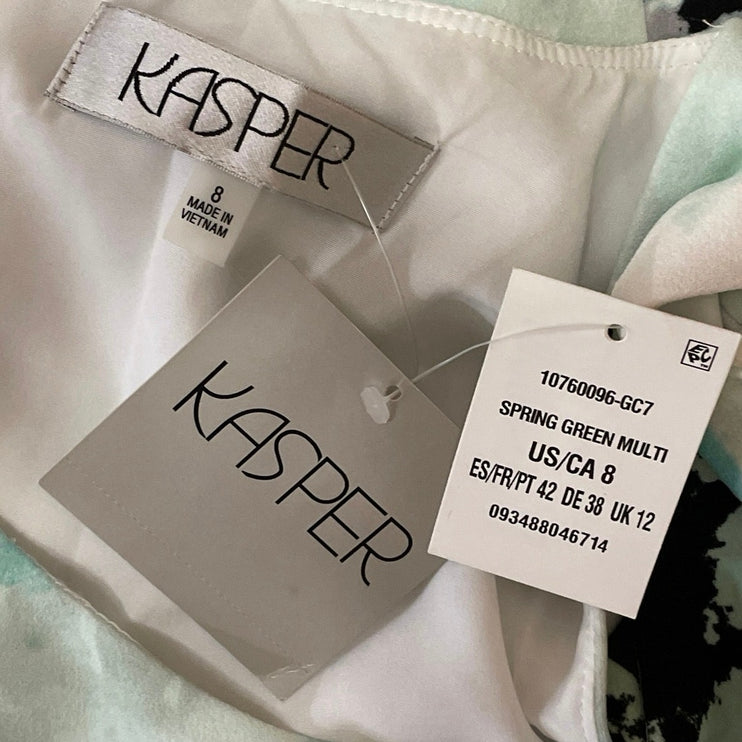 NEW Kasper Women's Green Tie Dye Sleeveless Round Neck Mini Tank Dress Size 8