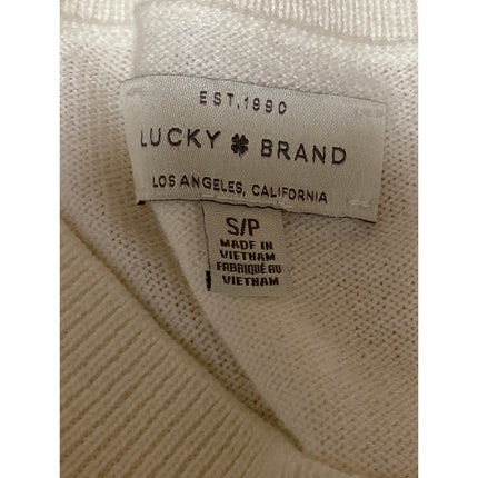 Lucky Brand Cloud Soft Women's Cream V Neck Long Sleeve Sweatshirt Sweater Top S