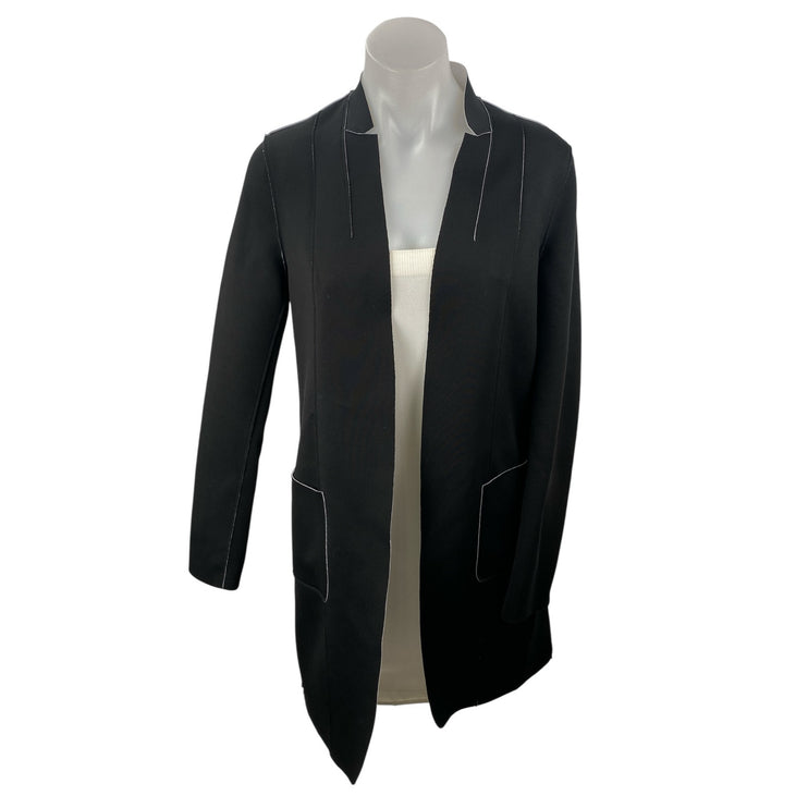 Elie Tahari Women's Black Long Sleeve Open Front Cardigan Blazer Coat Jacket XS