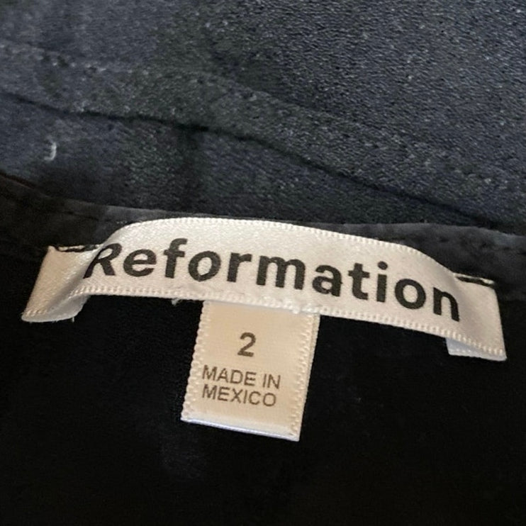 Reformation Margot Women's Black Side Slit High Waisted A Line Mini Skirt Size 2