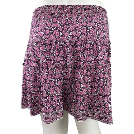 Max Studio Women's Purple Floral Smocked Mini Tiered Flared A-Line Skirt Size XL
