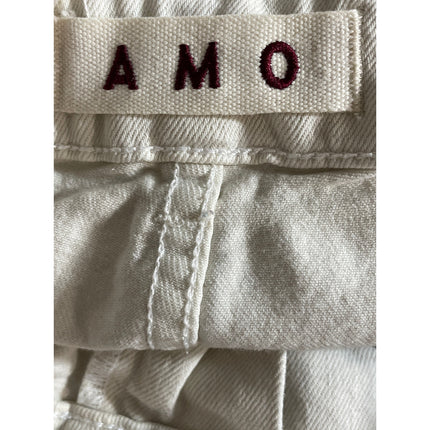 Amo Audrey Women's White Palazzo Utility Baggy Wide Leg Denim Jeans Pants Sz 26