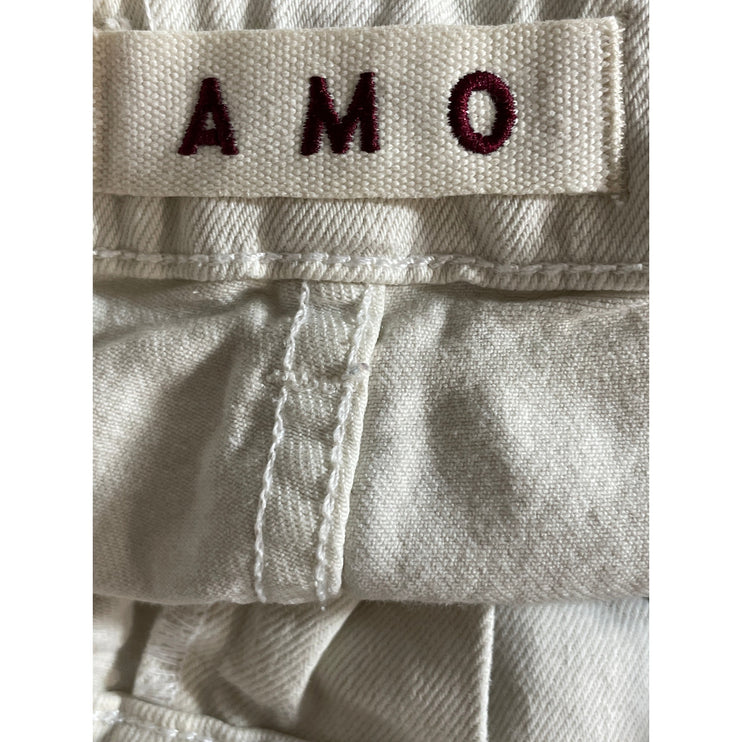 Amo Audrey Women's White Palazzo Utility Baggy Wide Leg Denim Jeans Pants Sz 26