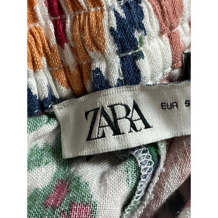 Zara Women's Multicolor Argyle Geometric High Rise Tie Boho Mini Shorts Size S