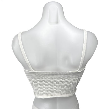 Aritzia Wilfred Women's White Crochet Knit Sleeveless Boho Crop Top Size M