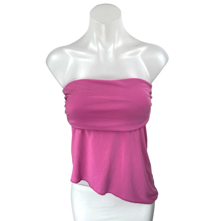 Urban Outfitters Women's Pink Strapless Sleeveless Asymmetric Bandeau Tube Top M