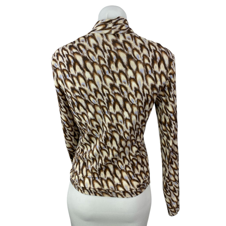 Scotch & Soda Women's Feather Print V Neck Long Sleeve Shirt Blouse Top Size S