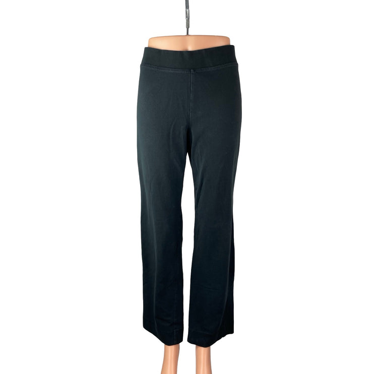 J.Crew Womens Black High Waisted Pull On Wide Leg Straight Yoga Leggings Pants M