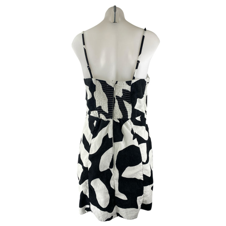 Abercrombie & Fitch Black White Linen Abstract Sleeveless Mini Cami Tank Dress M