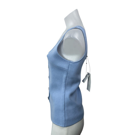 NEW Zara Women's Light Blue Sleeveless Knit Button Front Corset Vest Tank Top S