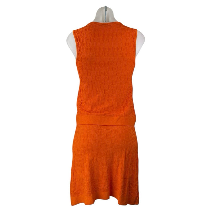Zara Women's Orange Sleeveless Textured Knit Tank Top & Mini Skirt Sets Size L