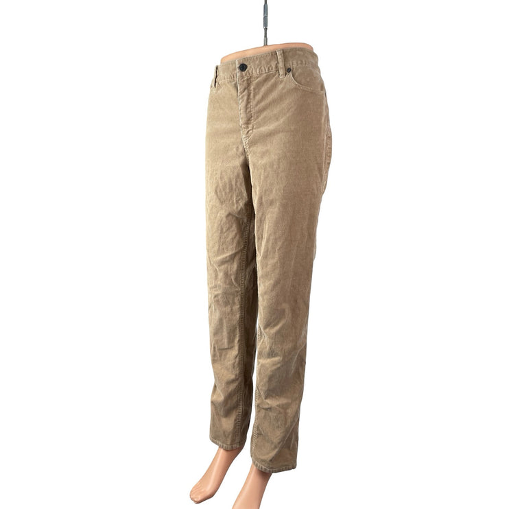 Talbots Flawless Five-Pocket Women's Tan Khaki Beige Corduroy Trousers Pants 12