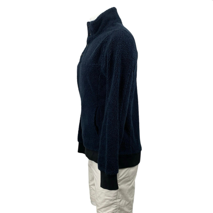 J.Crew Men's Navy Blue Sherpa Fleece Turtleneck Snap Long Sleeve Sweater Top S