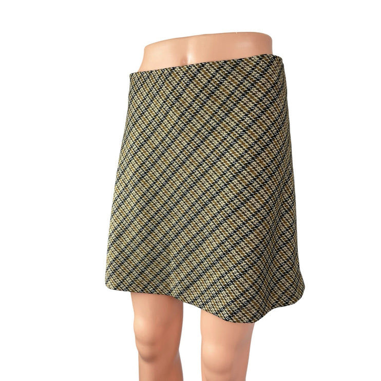 Free People Women's Multicolor Plaid Check High Rise Mini Flare A-Line Skirt M