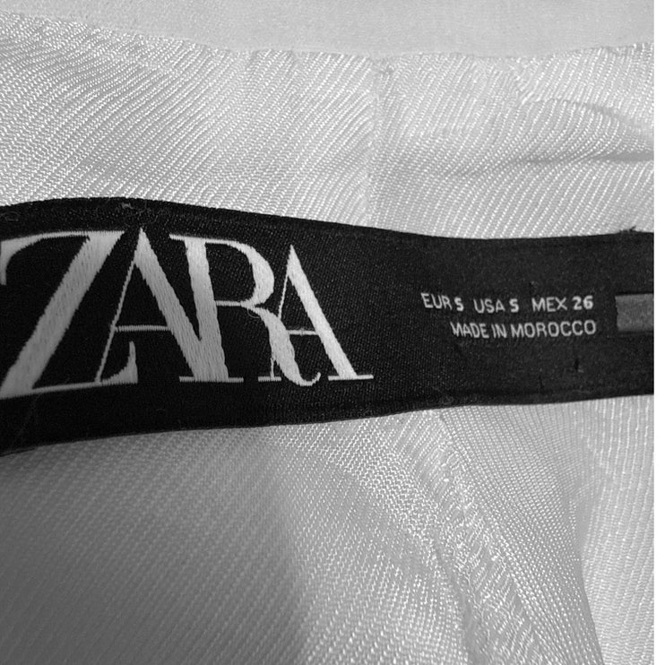 Zara Women's White Long Sleeve Peak Lapel Open Blazer Suit Coat Jacket Size S