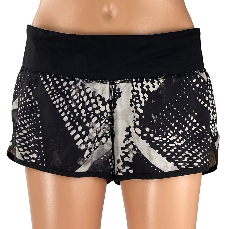 Lululemon Speed Women's Black Static Mist Yoga Athletic Running Shorts Size 6
