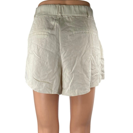 Zara Women's Light Beige Pleated High Waisted A Line Mini Casual Shorts Size S