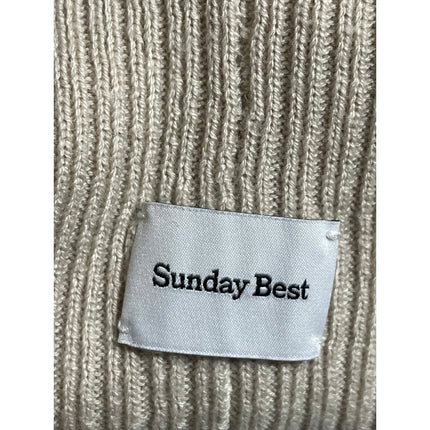 Aritzia Sunday Best Unisex Beige Ribbed Knit Cuffed Bonnet Beanie Hat Cap OS