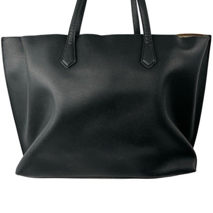 Quince Black Italian Leather Triple Compartment Laptop Shopper Tote Handbag OS