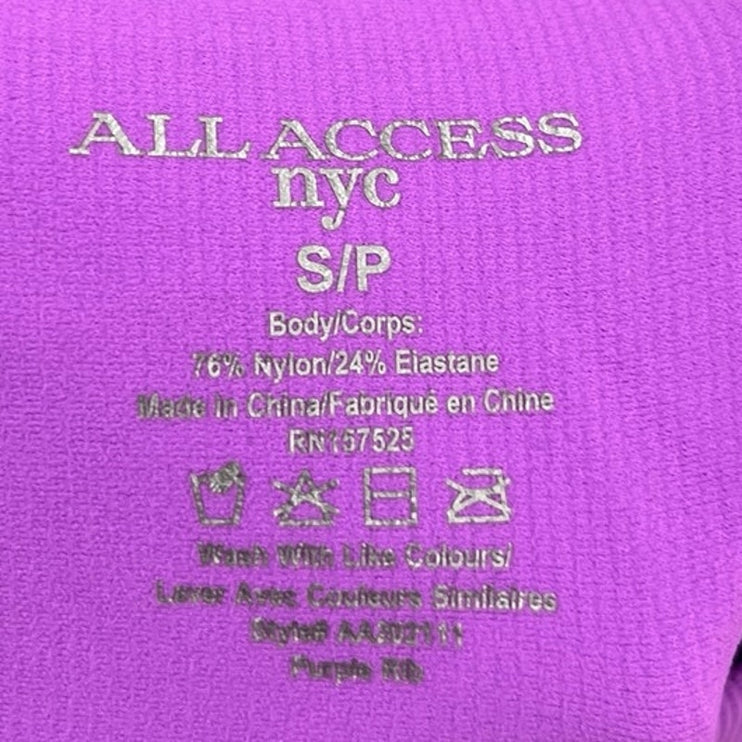 Bandier x All Access Purple Active Yoga Racerback Sports Bra & Leggings Set Sz S