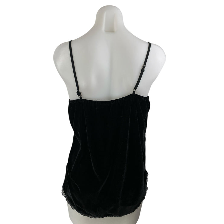 WhoWhatWear Black Velvet Velour Lace Sleeveless Cami Camisole Tank Top Size S