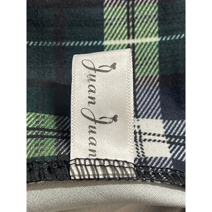Juan Juan Green Plaid Check Lace Trim Ruffled Mini Tank Flare A-Line Dress S/M