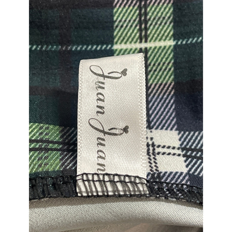 Juan Juan Green Plaid Check Lace Trim Ruffled Mini Tank Flare A-Line Dress S/M