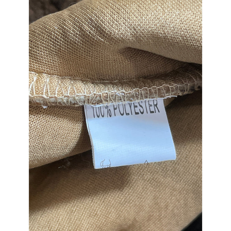 Zaful Beige Plaid Faux Sherpa Fleece Turtleneck Half Zip Cropped Sweater Top M