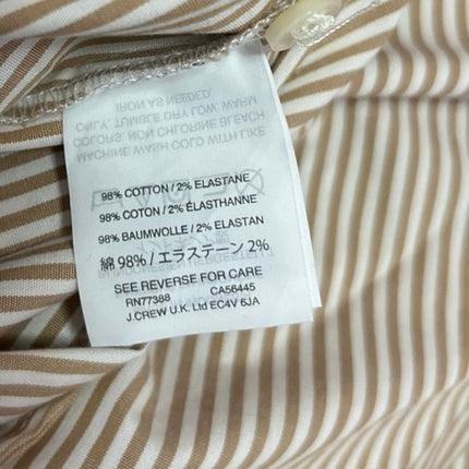 J.Crew Women's Beige White Long Sleeve Tie Waist Wrap Blouse Top Size L Tall