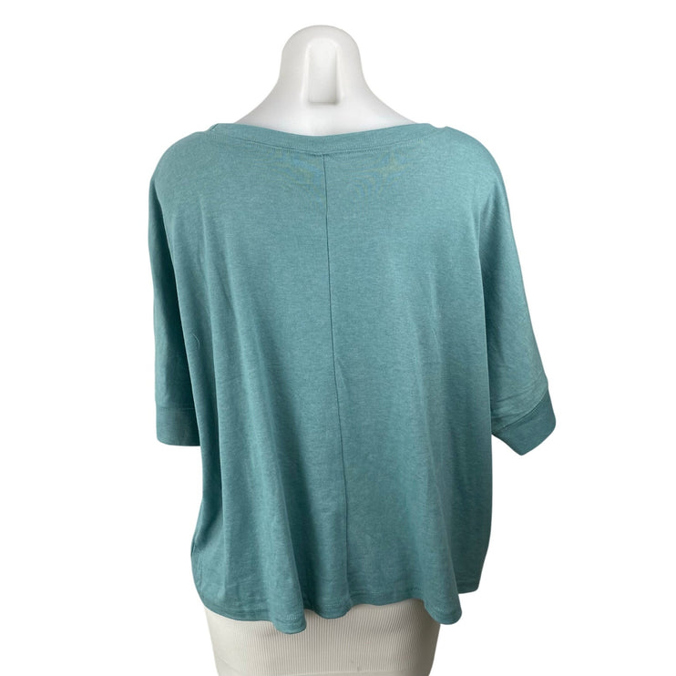 NEW Dokotoo Womens Teal Blue Half Sleeve Round Neck Loose T Shirt Tee Top Size M