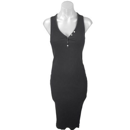Banana Republic Heritage Black Sleeveless Knit Henley Bodycon Midi Dress XS