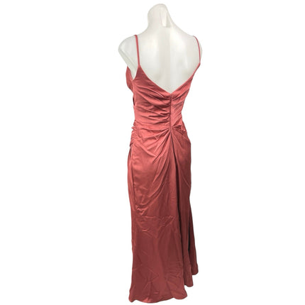 Hayley Paige Occasions Dusty Rose Pink Slit Drape Bridesmaid Maxi Dress Size 0