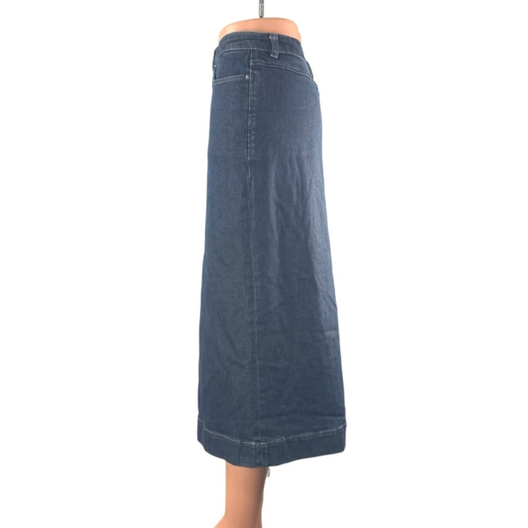 BluPervinca Blue High Waisted Front Slit Straight Midi Denim Jean Skirt Size S