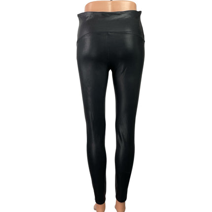Spanx Womens Black Faux Vegan Leather Mid Rise Skinny Trousers Leggings Pants XL