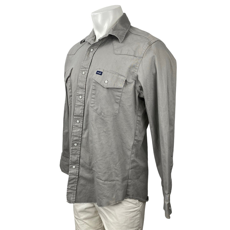 Wrangler Men's Gray Performance Pocket Long Sleeve Button Down Shirt Top Size L