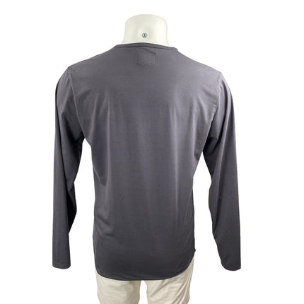 Cuts Men's Dark Gray Curve-Hem Long Sleeve Crew Neck T Shirt Tee Top Size L