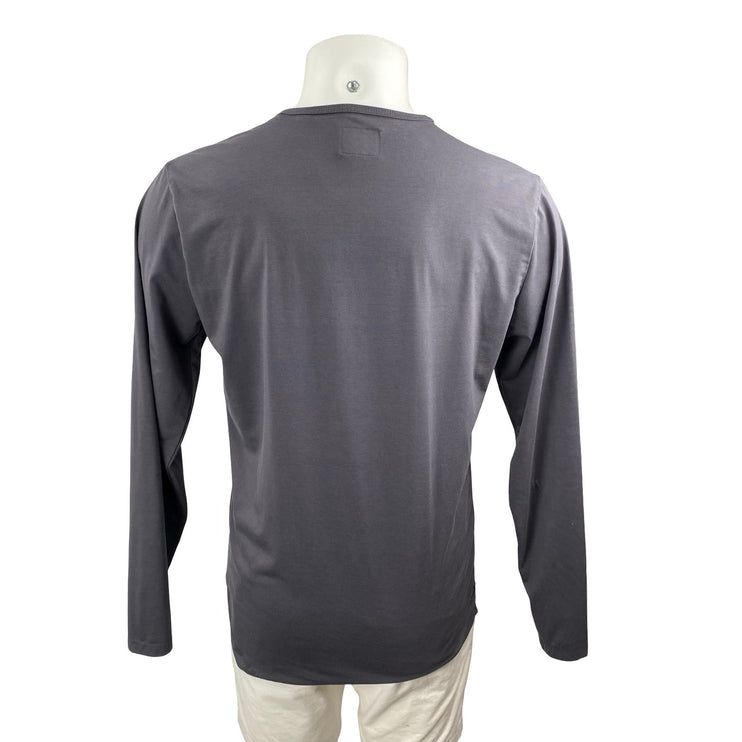 Cuts Men's Dark Gray Curve-Hem Long Sleeve Crew Neck T Shirt Tee Top Size L
