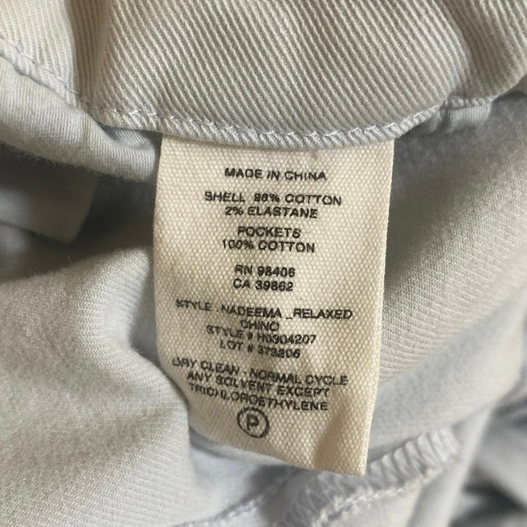 Theory Women's Light Blue High Rise Cotton Wide Leg Baggy Trousers Pants Size 0