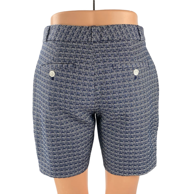 Banana Republic Women's Blue Combo Geometric Mid Rise Casual Bermuda Shorts Sz S