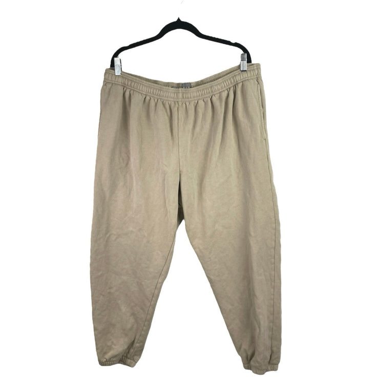 GAP Women's Beige Fleece Tapered Leg Elastic Waist Trousers Jogger Pants Size XL