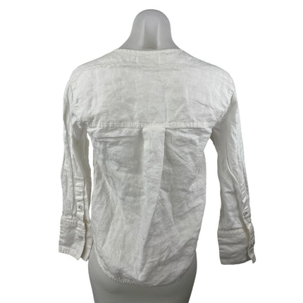 Everlane 100% Linen Womens White Button Pockets Long Sleeve Shirt Top Size XXS