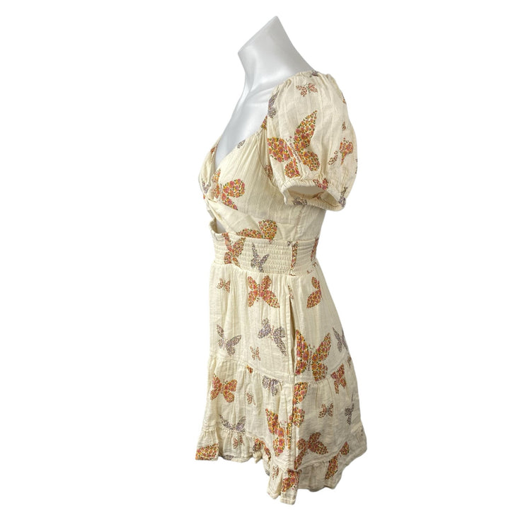 American Eagle Butterfly Cut-Out Twist Puff Sleeve Mini Flare A-Line Dress Sz S