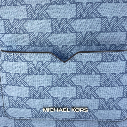 NEW Michael Kors Jet Blue MK Signature 2 In 1 Card Case Wristlet Clutch Bag