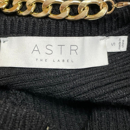 ASTR The Label Black Long Sleeves Ribbed Knit Open Back Chain Crop Sweater Top S