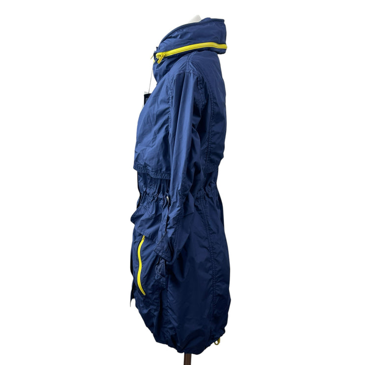 NEW Bonnie Alex Women's Blue Hooded Long Sleeve Parka Rain Coat Jacket Size M/L