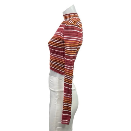 Madden NYC Stripe Long Sleeve CutOut Crop Tee T-Shirt Sweatshirt Sweater Top XS